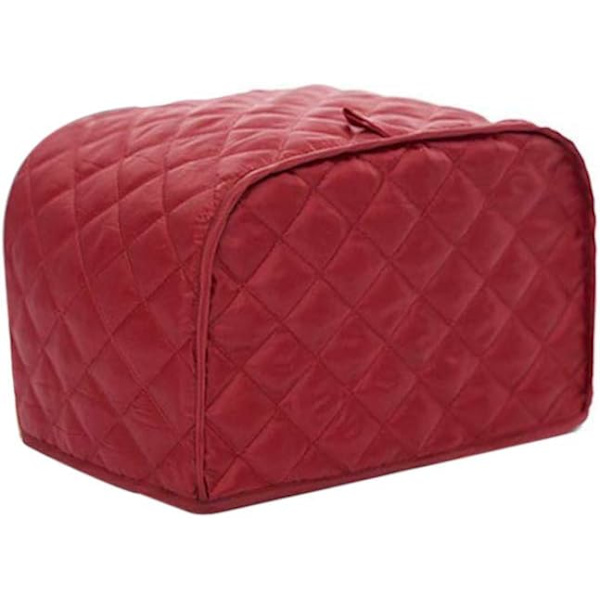 Bomull/polyester quiltad brödrostskydd för tvåskivig brödrost, damm- och fingeravtrycksskydd, maskintvättbar. Röd