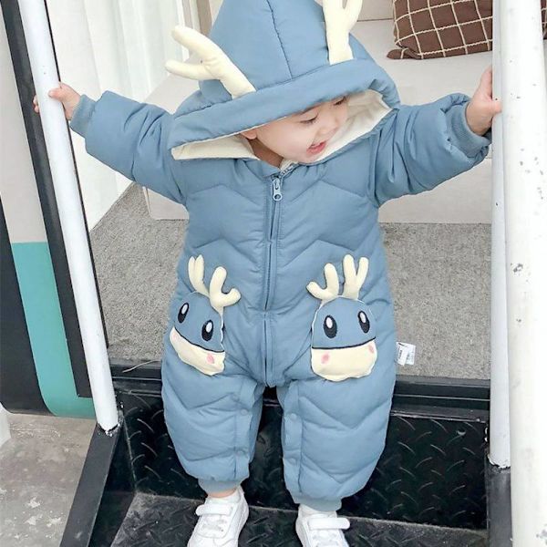 Vinterförtjockad dun baby dun bomullsplatta blå kläder N