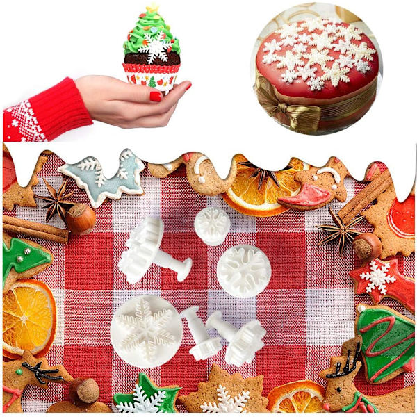 2 sett med 3 stk julekakeform Snow Bottle Mold for dekorering av fondantkaker Sukkerpasta Grov Snøfnugg