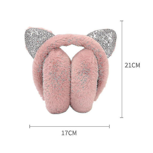 Kvinnor Barn Flickor Fluffy Öronmuffar 3d Katt Öronmuffar Huvudband Öronvärmare Pink