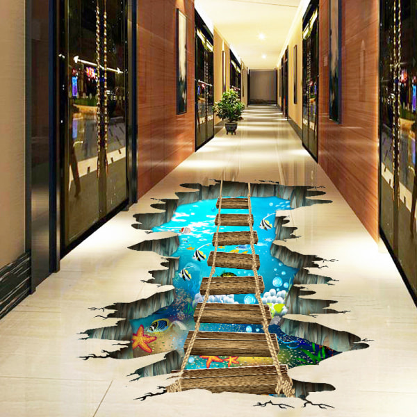 3D gulvklistermærker til stuer, indkøbscentre og forlystelsesparker med aftagelige dekorative malerier stil 3
