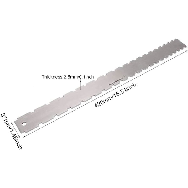 Lige kant hakket guitarhals luthier værktøj, rustfrit stål guitarhals lineal, strenghøjde måler til 25,5\"-25,5\" guitarbånd
