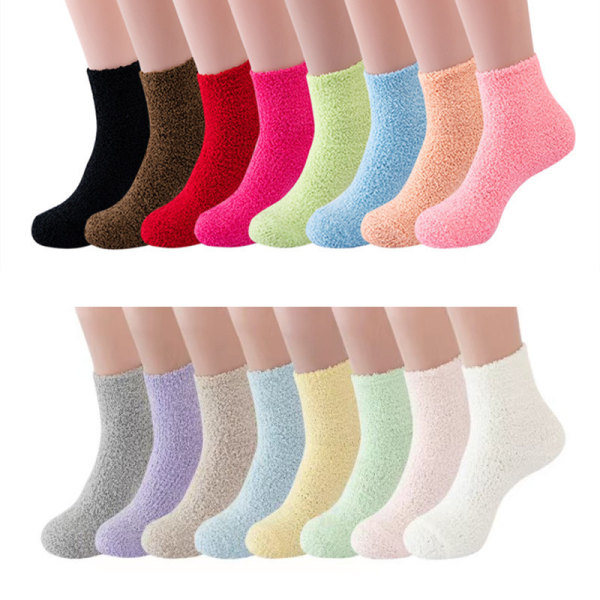 Miesten ja naisten talvikaramelliväriset sukat mid-tube sukat korallifleece sukat lattiasukat yksiväriset lämpimät kotivaatteet satunnainen väri, one size