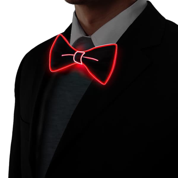 Lysende slips, Man Led lysende slips med strømkabel, 3 blinktilstande Led Glow slips, Justerbar belyst slips Red