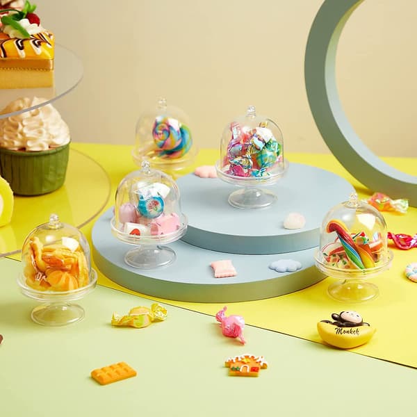 48 stk Mini Plast Cupcake Stativ med Lopp Tiny Cupcake Stativ Rund Kake Stativ Mini Kake Holder med Lopp