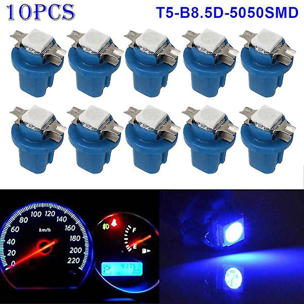 10 kpl T5-b8.5d-5050smd Led Smd-lamppu Auton mittarin nopeusmittarin kojelaudan instrumenttivalo 12v