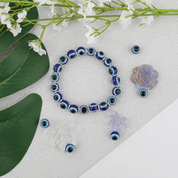 100 st Blue Evil Eye Beads Eyeball Beads Handgjorda Resin Beads Berlocker för gör-det-själv-armband Halsband Smyckenstillverkning 6MM