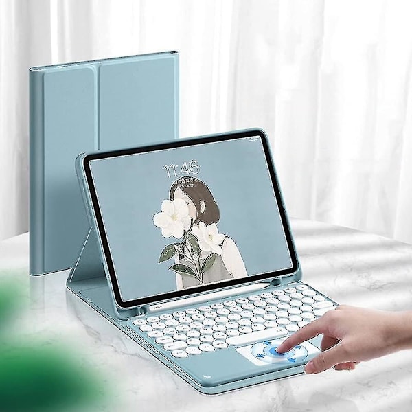 Ipad Pro 12.9-tuumainen irrotettava kosketusnäppäimistö Bluetooth-pyöreällä näppäinkotelolla Blue