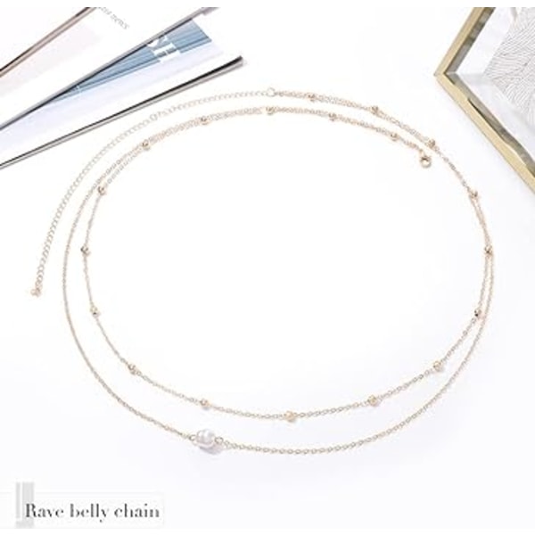 Multilayer Beads Chain Gold Beaded Body Chains Nattklubb Belly Chain Smycken för kvinnor och flickor