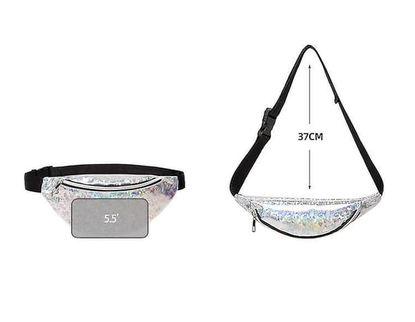 Fanny Pack för barn, glittrande midjeväska, glänsande väskor med justerbart bälte för barn, sport, löpning, camping, resa