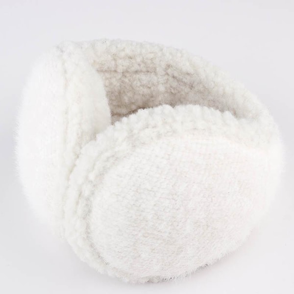 Unisex Varma Stickade Öronmuffar Dam Vinter Enfärgad Utomhus Päls Öronvärmare, Vikbar White