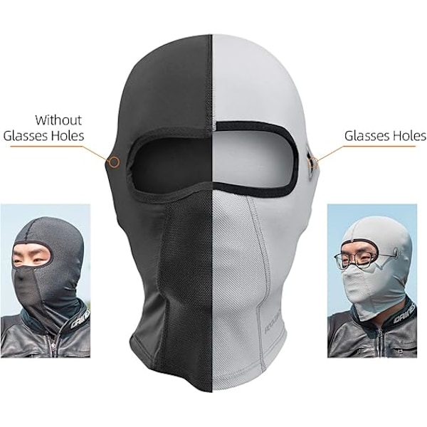 Svart-sommer Balaclava Sports Motorsykkel Sykling UV-beskyttelse for menn kvinner, Halsvarmer Balaclava UPF 50+, Ansiktsbandanas for Myopia Svart Grå Hvit