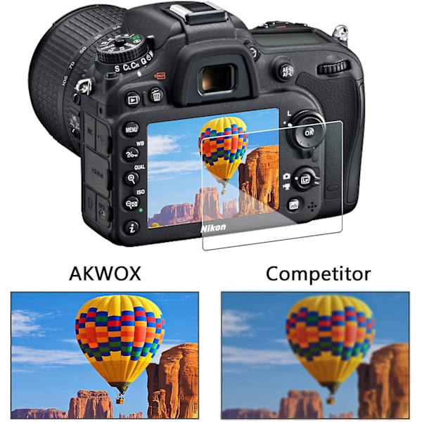 3-pack skärmskydd för Nikon D7100 D7200 D800 D800e D810 D750 D600 D610 D500, härdat glas, 9h hårdhet 0,33 mm anti-scratch hd optiskt glas
