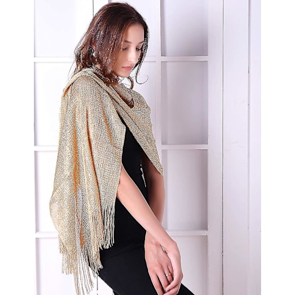 Kvinders Sparkle Sjal Og Wraps Til Festkjoler Guld