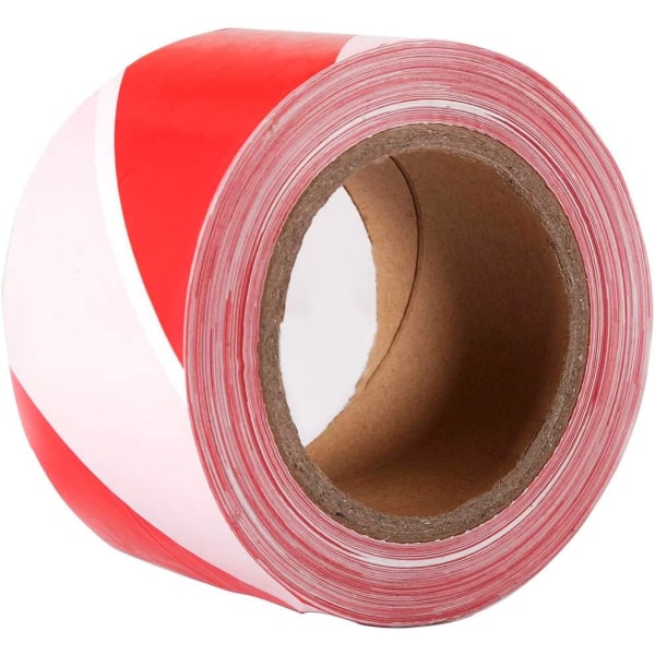 48mm x 33m Punainen ja valkoinen varoitusnauha, ei-liimautuva
