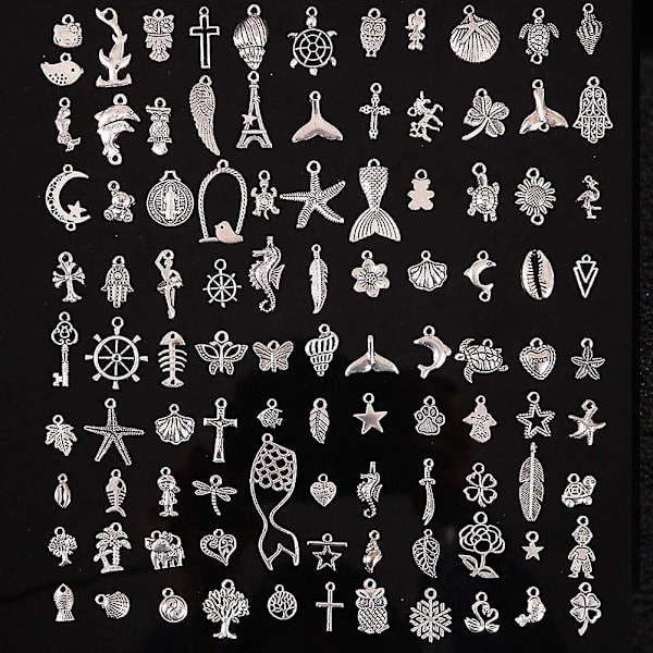 Retro Tibetanska hängen i blandad silverlegering, charmhängen för smycken, gör-det-själv-armband och halsband