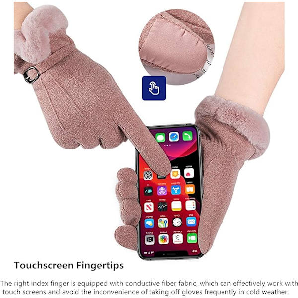 Damehandsker Vinter Touchscreen Dame Vinterhandsker Termisk Varmt For, Dyb Rosa