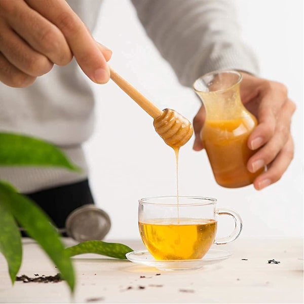 50 stk. Mini træ honningpinde, honningrøre pind, krukke dispenser dryp, honning dispenser pind, alt træ, til honning, sirup, melasse