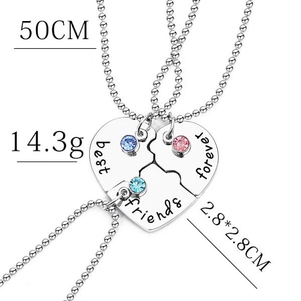 3 kpl Koru Riipus Kaulakoru Sydän Palapeli Parhaat Ystävät Ikuisesti Erotetaan Irrotettava Rhinestone Kristalli Ystävyys Ystävyys Metalliseos 3