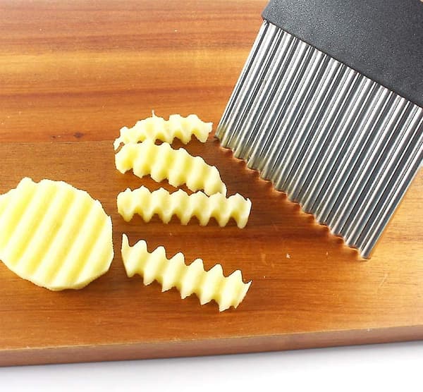 Multifunktionel rustfrit stål bølget pommes frites skærer til grøntsager og løg