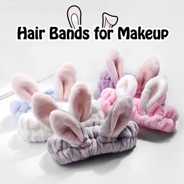 3 st hårband smink spa kanin pannband mjuk elastisk hår wrap 1