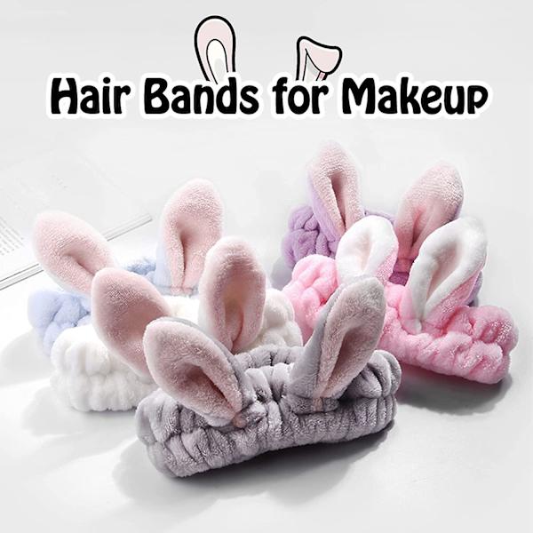 3 stk. hårbånd makeup spa kanin pandebånd blød elastisk hår wrap 1