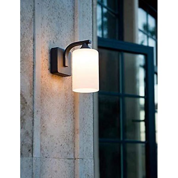 Utomhusvägglampor, antracitgrå E27 glaslykta Utomhusvägglampor Elektriska, Ip44 Vattentäta aluminiumträdgårdslampor Nätanslutna för Pa without light bulb