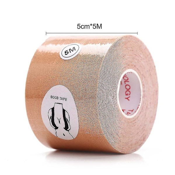 Boob Tape Nipple Cover Brystpude Booby Lift Push Up Stropløs Usynlig Sticker Apricot L-5CM x 5.0M