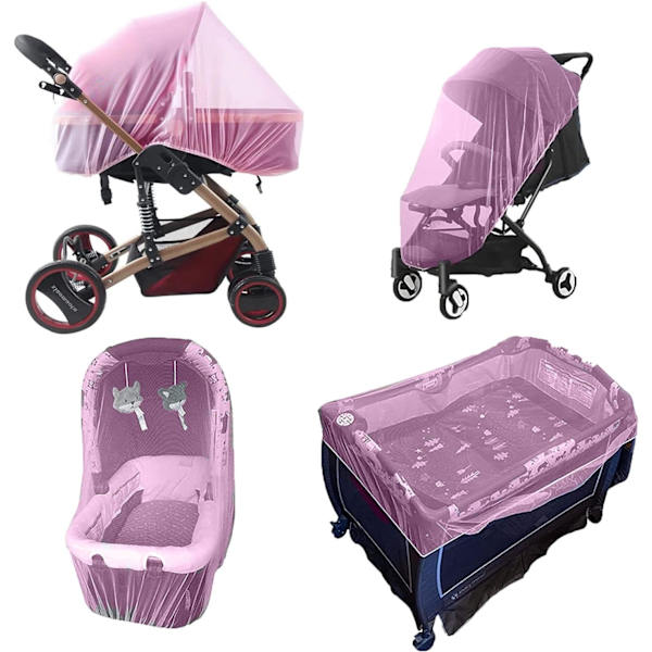 Extra stort krypterat myggnät för barnvagn för mamma och bebis, bekvämt myggnät för barnsäng, insektsskydd för barnvagnar, resor