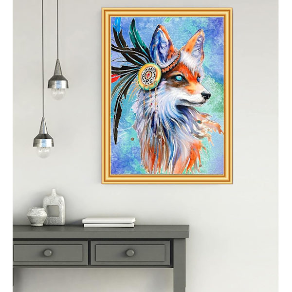 Timanttitaide Värikäs Kettu DIY 5D Timanttimaalaussetti Aikuisille Ja Lapsille Täydellinen Pora Taidekäsityö Numerot Sarja Pääkodin Sisustukseen 12x16 Tuumaa