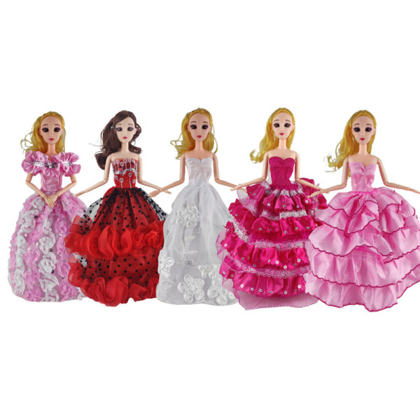 Pack 30 cm dockklänning Barbie prinsessdocka klänning tjej smink leksak bröllopsklänning