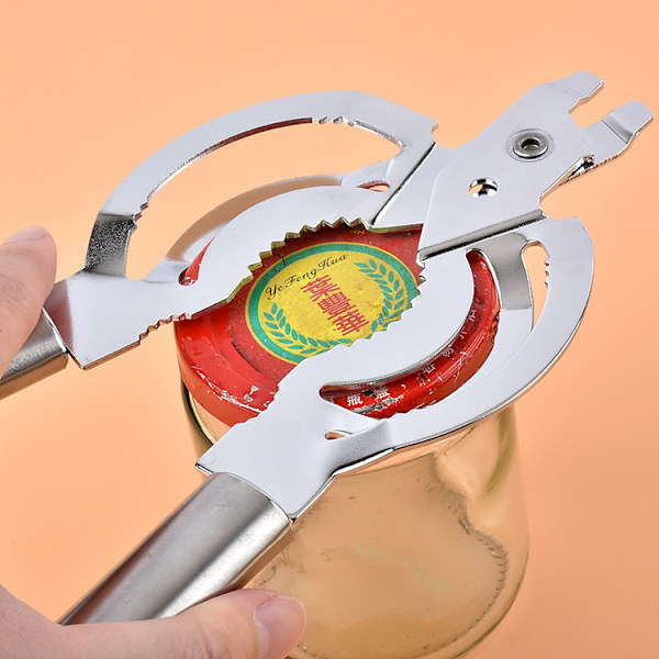 Lättanvänd och förvaringsvänlig locköppnare, premium 430 rostfritt stål manuell burköppnare, designad flasköppnare med hängöglor