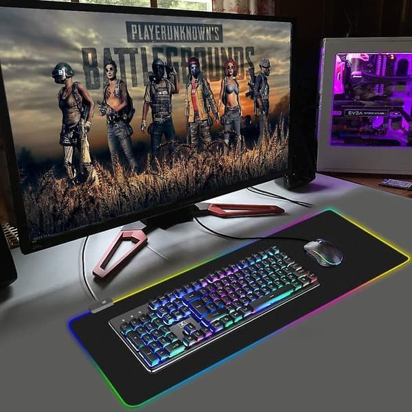 Gaming RGB musemåtte stor udvidet måtte med LED-lys 800x300x4mm til gaming-pc, bærbar computer, notesbog, Macbook -