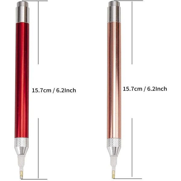 Rød DIY diamantmalingpenn med lys, 5D diamantmaling LED-belysningspunkt drillkunstapplikatorpenn, smykkekunstvoks plukker negltilbehør og