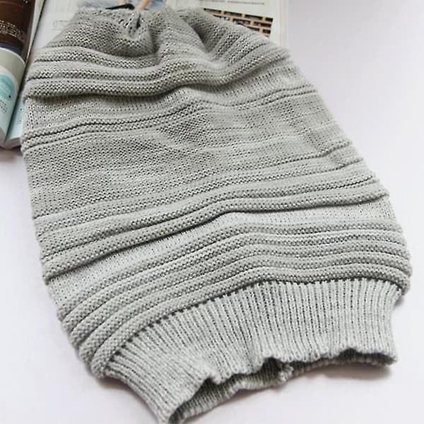 Unisex Stickad Mössa Vinter Baggy Oversized Slouch Mössa Mössor Grey