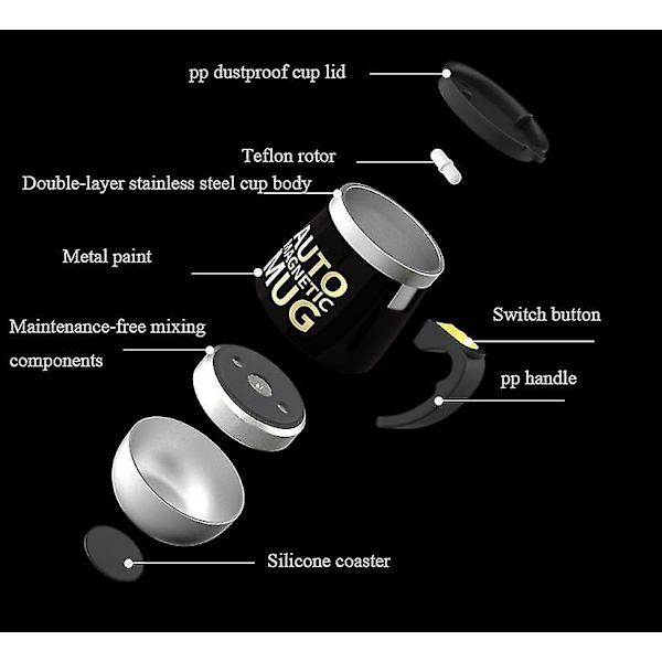 Magnetisk kop i rustfrit stål til automatisk blanding BLACK