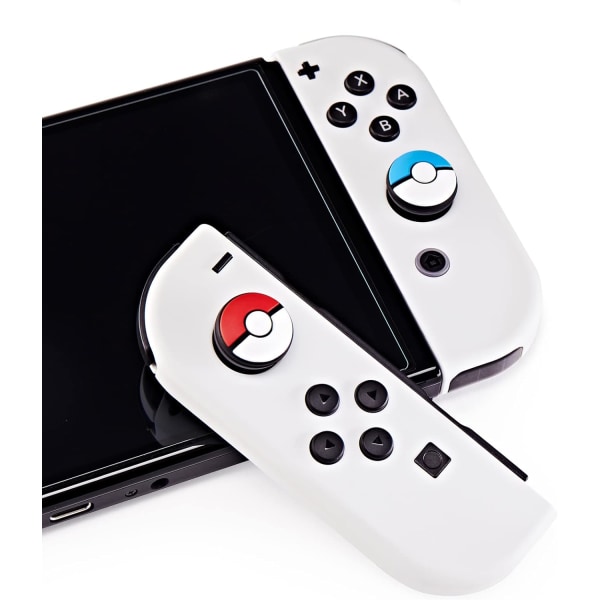 Joystick Caps Tumgrepp Kompatibel med Nintendo Switch och Switch OLED, Silikon Caps för Joy-Con Controller - Röd + Blå, 2 par (4st)