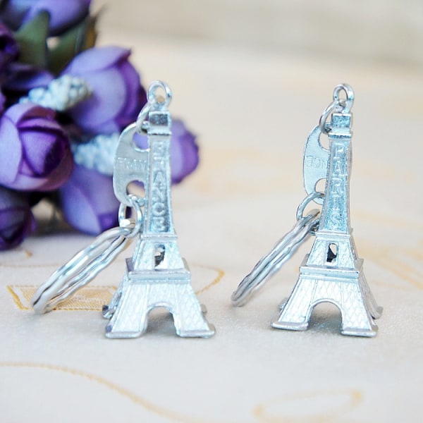 4 kpl Retro Eiffel Tower Avaimenperä Ranskalainen Souvenir Avaimenperä, hopea
