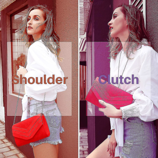 Damclutch, tredimensionell flanellbröllop en axel Crossbody middagsväska Clutch Red