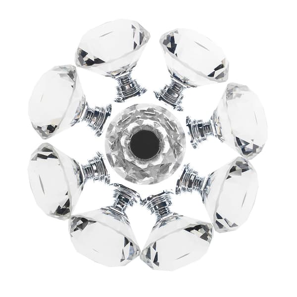 12 stk. skuffeknapper kommodegreb møbelknapper krystal 30mm zinklegering krystalglas knopgreb Silver