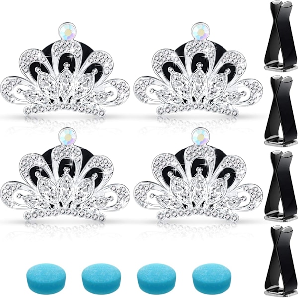 4 kpl Bling-auton ilmanpoistoaukkojen klipsiä Auton koriste-esineet Kristalliriipus Auton klipsit Kristalli Auton aromaterapiaklipsit tyynyillä, Hopea