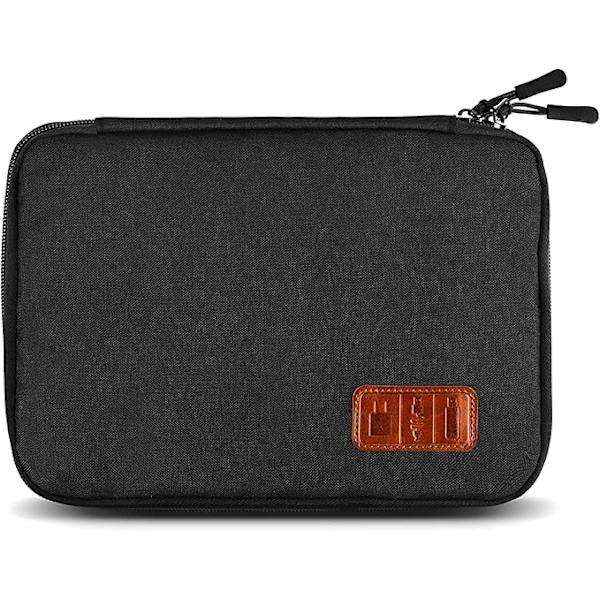 Svart kabelväska, researrangör för kablar 21*21,5 cm för kabel, extern batteri, SD-kort, extern hårddisk, arrangör för elektroniska tillbehör