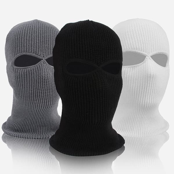 Grå maske vinter strikket lue balaclava hette taktisk varm lue