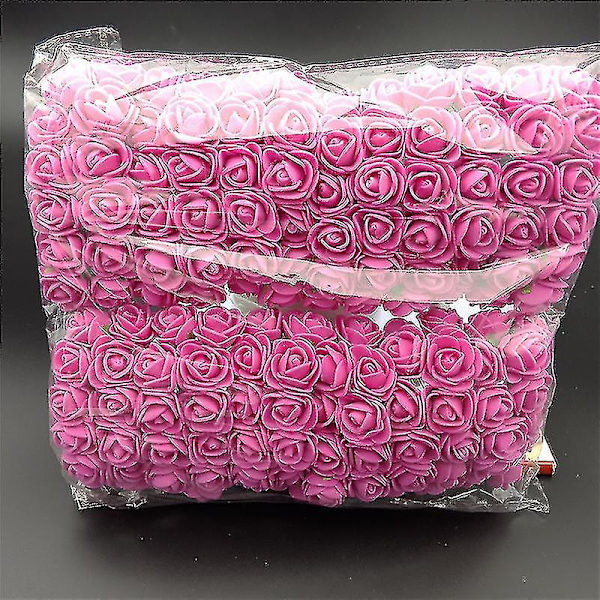 144 stk./pakke Mini Skum Kunstig Rose Blomsterbuket Bryllup Dekoration Håndværk Tilbehør, Rød