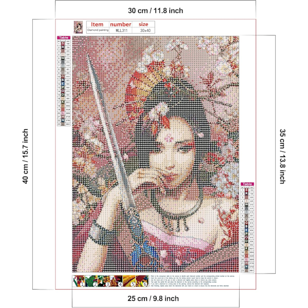 5D DIY Timanttimaalaussarja, -30x40cm Maalaus numeroilla aikuisille, Japanilainen tyttö strassikirjailu, ristipisto, luova taide kankaalle seinälle