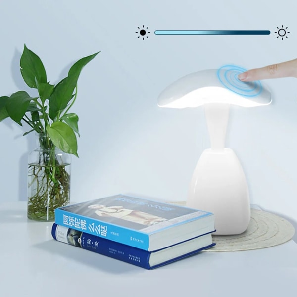 Sjampinjong bordlampe touch øyebeskyttelse læring Led pluggbar studenthybel leselampe gavelampe soveromsbord