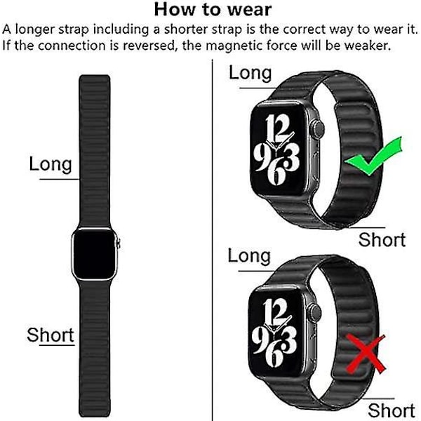 Yhteensopiva Apple Watch -ranneke Iwatch76se Kaksipuolinen magneettinen solki Nahkaranneke Magneettinen solki Vihreä 42/44/45mm