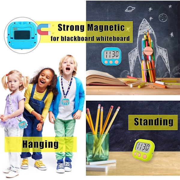 2-pack Klassrumstimer för lärare Barn Stor Magnetisk Digital Timer