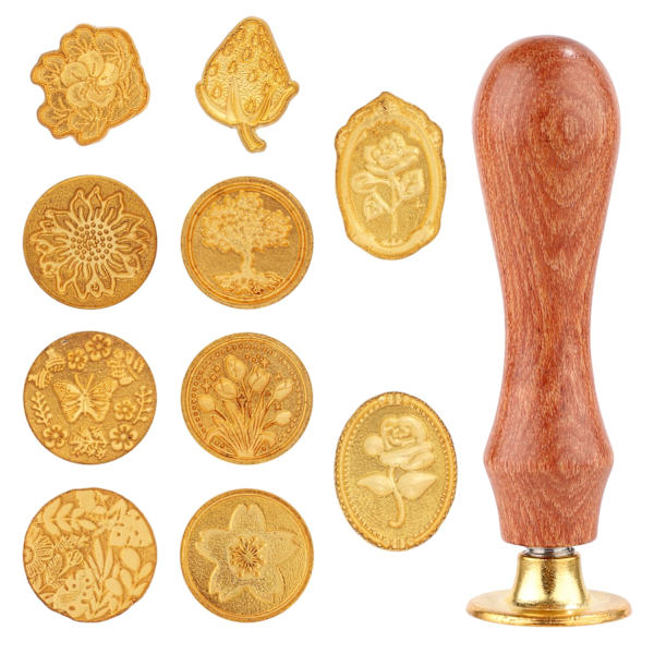 Vokssegl Stempelsæt, 10 stk. Seglvoks Stempelhoveder (Guld)