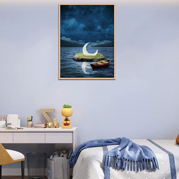 5D DIY Aikuisten Digitaalinen Timanttimaalaussetti 12x16 Tuumaa Moonfall Pyöreä Täysi Timanttimaalaussetti Kotiseinän Koristeluun